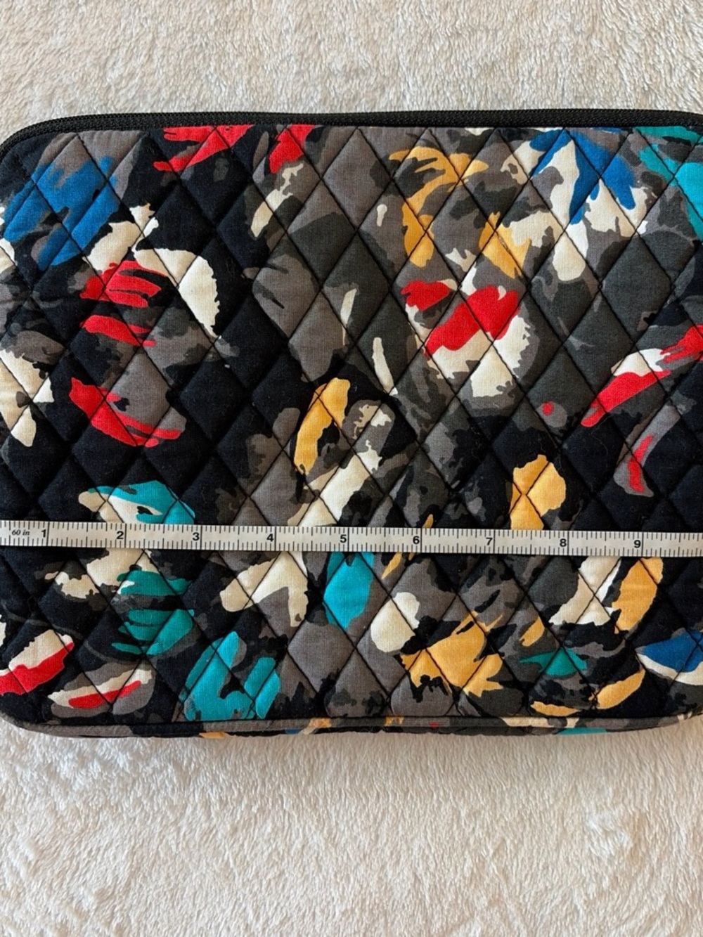 Vera‎ Bradley Quilted Multicolor Pouch - Black Base with Teal, Red, Yellow
